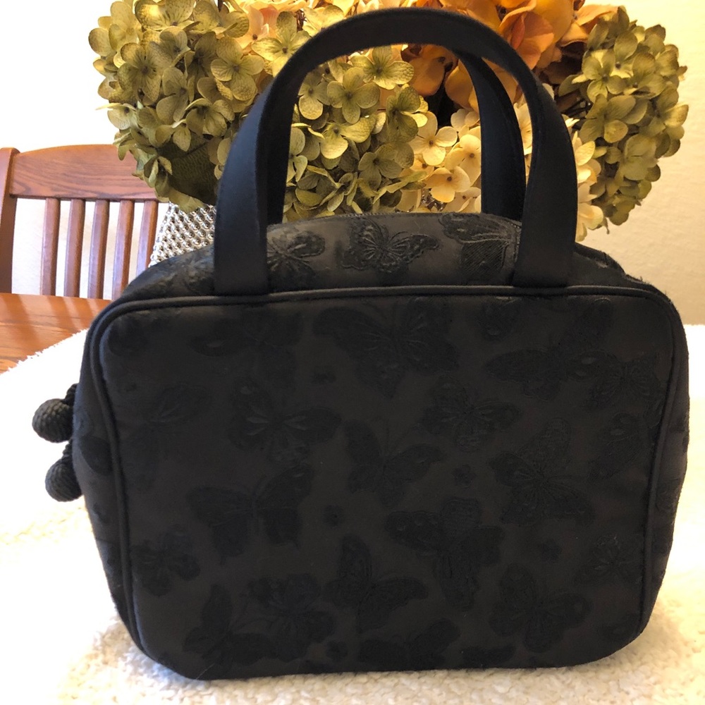 Neiman Marcus Black Butterfly Pattern Cosmetic Case